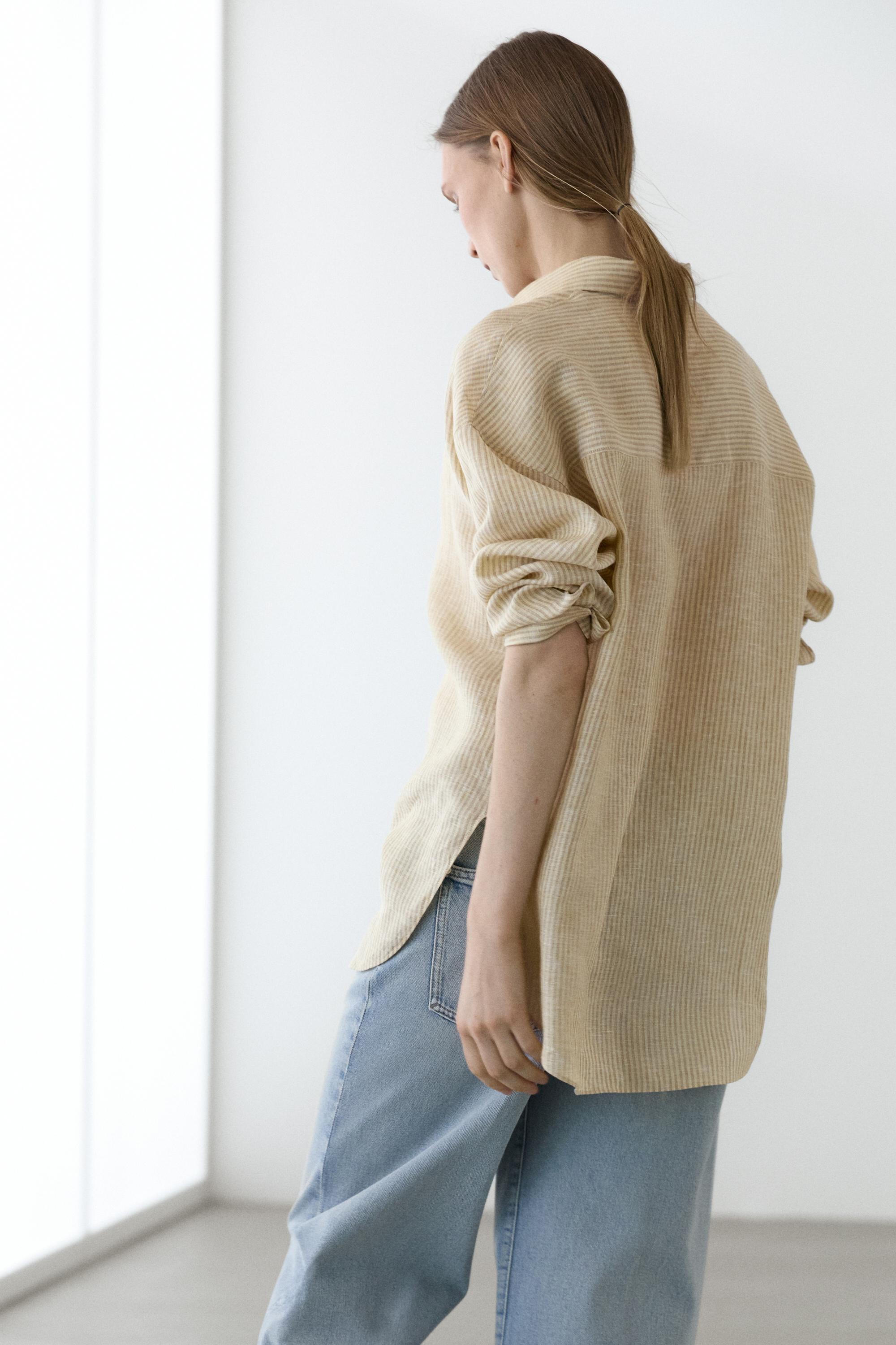 100% linen striped shirt
